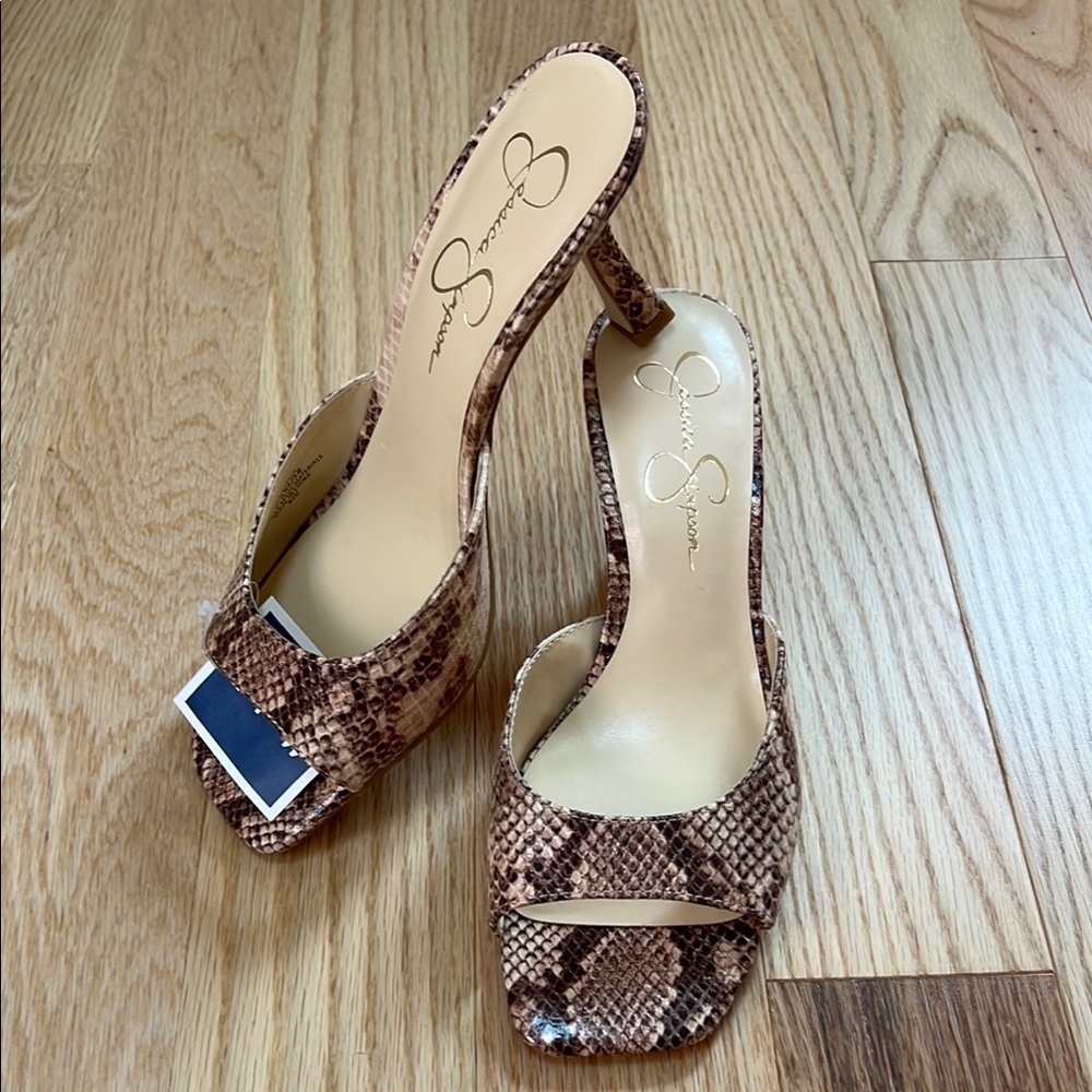 Jessica Simpson Tan Snake Print Heels